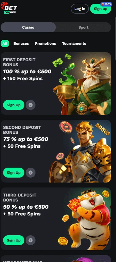 Betonred Casino mobile browser promotions area