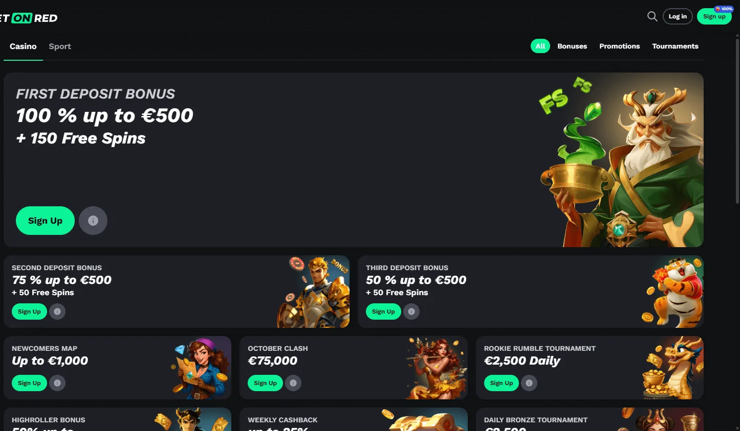Betonred Casino desktop promotions area with welcome and promotional offers